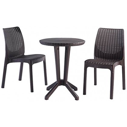 SET DA GIARDINO MOD. BISTRO IN RESINA EFFETTO RATTAN 3 PEZZI