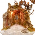 GROTTA ARTIGIANALE CARATTERISTICA E SUGGESTIVA IL LEGNO E SUGHERO CON LUCI ADATTA A STATUINE DI ALTEZZA 10 CM