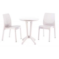 SET DA GIARDINO MOD. BISTRO IN RESINA EFFETTO RATTAN 3 PEZZI BIANCO